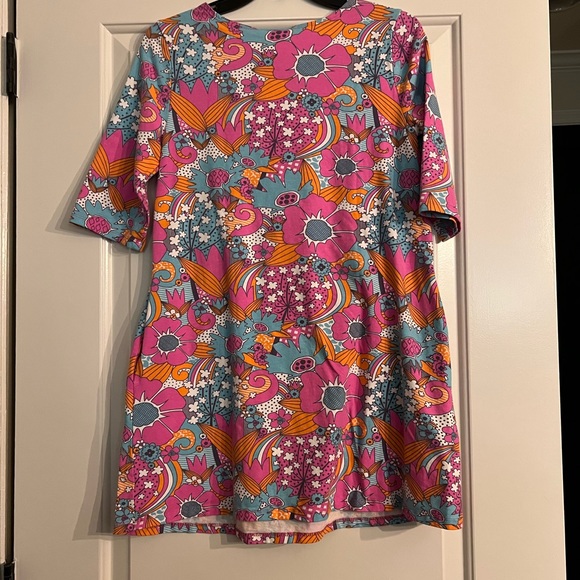 NWT Unique Vintage 1960s Pink & Blue Retro Floral Print Tunic Dress - Picture 3 of 3